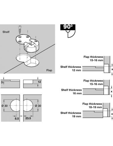 Завіса барна металл+пластик Hafele