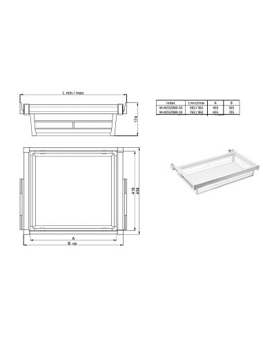 Корзина выдвижная белая полн.выдв.с доводч.