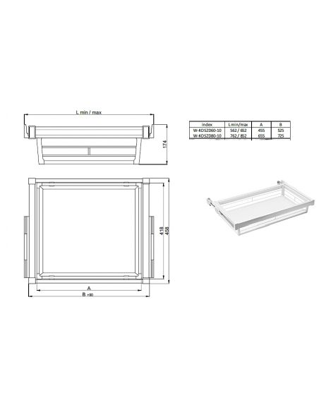 Кошик висувний білий повного висунення