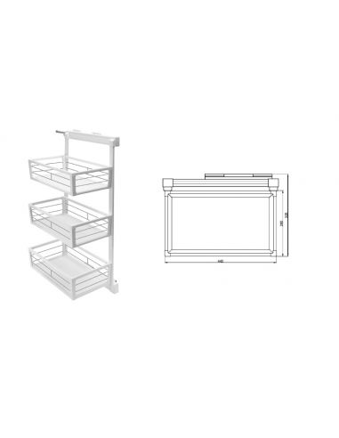Корзина выдвижная 3-х ярусная полн.выдвиж.