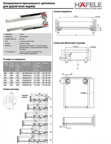 Направл.прих.монтажу WOODPRO повний висув
