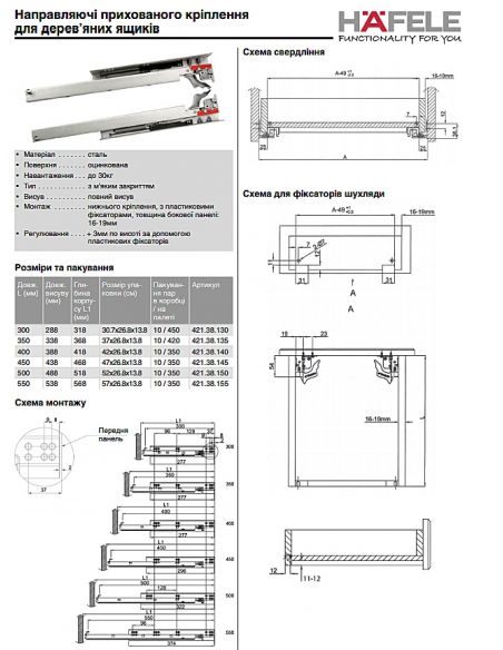 Направл.прих.монтажу WOODPRO повний висув