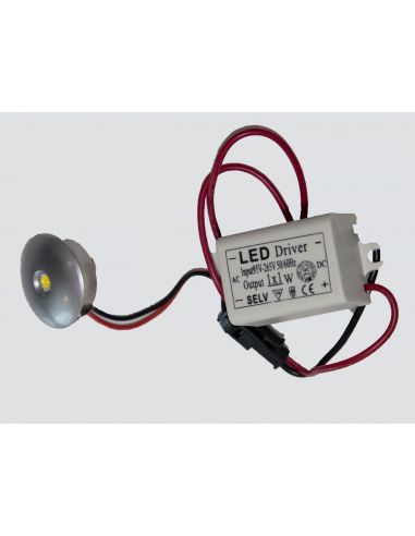 Светодиодный светильник мебельный врезной + трансформатор 1w