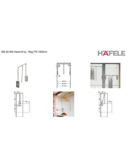 Гардеробный лифт-пантограф HAFELE 10 кг.770-1200 мм никель 805.20.356