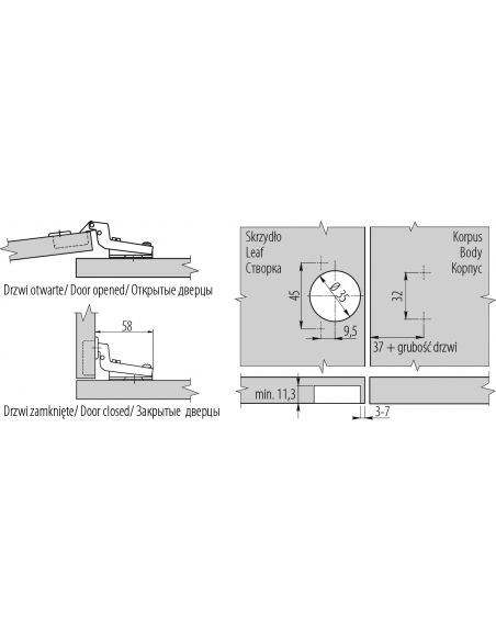 Петля з пружиною зворотної дії внутрішня GTV