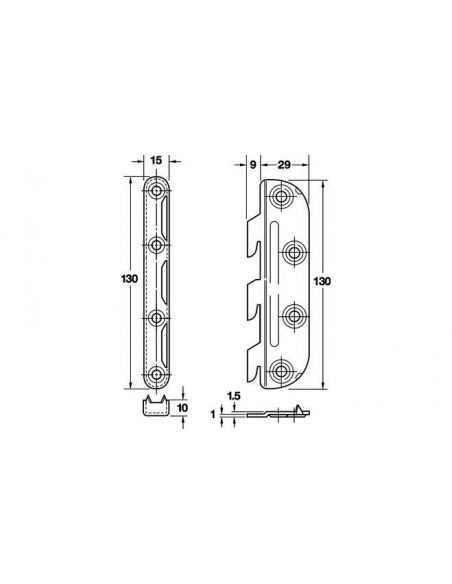 З'єднувач кутовий для ліжок 130 мм сталь