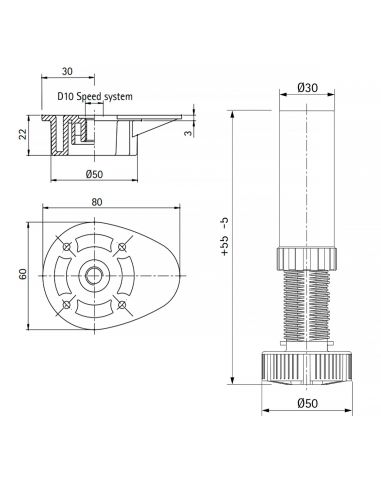 Ножка для кухонных тумб 100-150мм VOLPATO