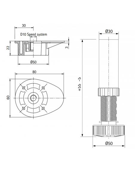 Ножка для кухонных тумб 100-150мм VOLPATO