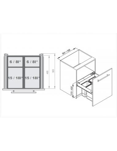 Ведро-сегрегатор ComfortBox в тумбу 600мм