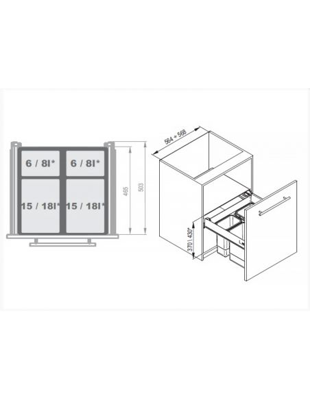 Ведро-сегрегатор ComfortBox в тумбу 600мм
