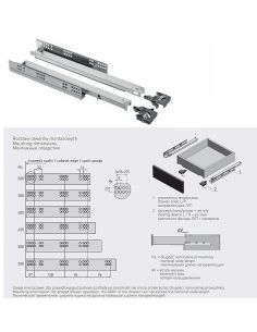 Направляющая для 18мм ДСП скрытого монтажа полного выдвижения 2