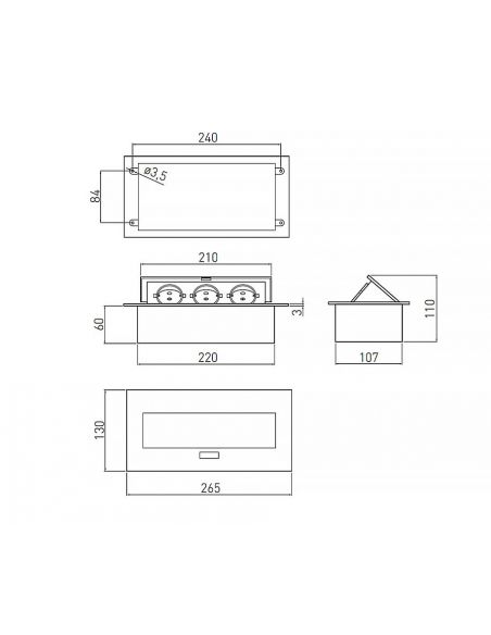 Настільний офісний подовжувач прямокутний