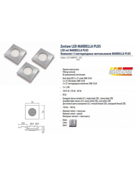 Світильник LED MARBELLA PLUS холодний білий 220V