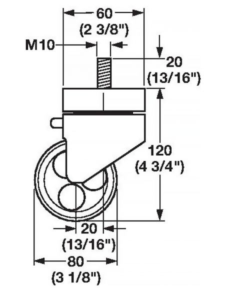 Ролик RONDELLA 150 кг М10 Н120 мм черный