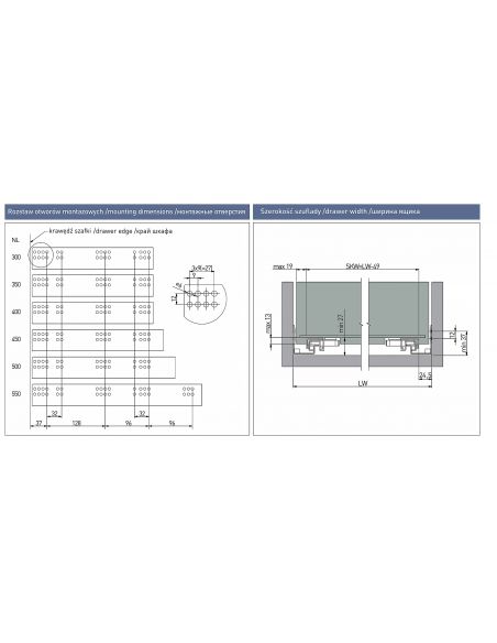 Направляюча для 18мм ДСП прихованого монтажу повного висуву 3D