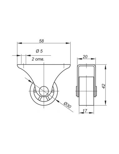 Ролик для мягкой мебели Н-42