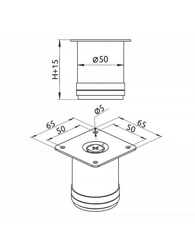 Ножка d50мм h60мм регулируемая хром