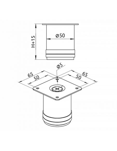 Ножка d50мм h60мм регулируемая хром