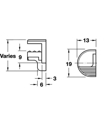 Полкодержатель с фискатором для стекла 6-10мм Hafele
