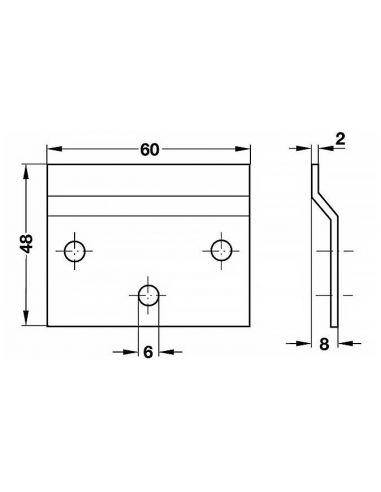 Планка-шина для навісів 60мм Hafele