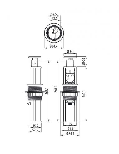 Настільний прихований розгалужувач 60мм 3хSchucko чорний (AE-BPWE3S60-00)
