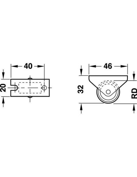 Ролик для м'яких меблів H32мм D27мм до 20кг