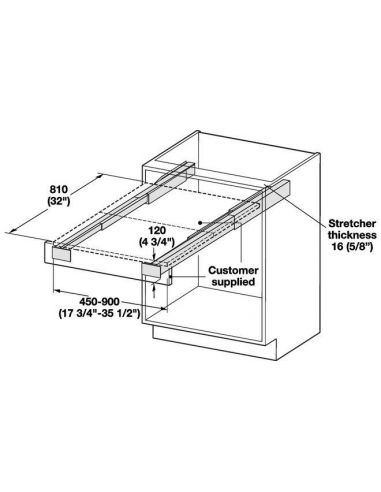 Фурнитура для выдвижного стола TOPFLEX выдвижение 810мм глубина 500мм нагрузка 30кг