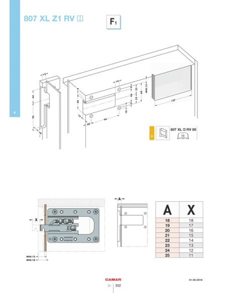 Навіс Camar 807 XL RV врізний з монтажною планкою і заглушкою