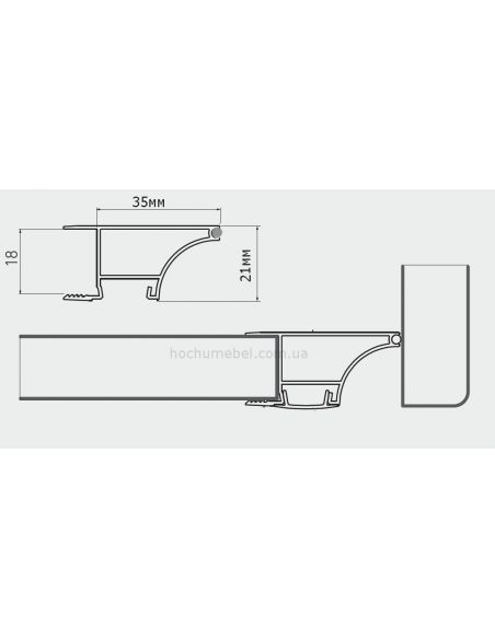 Профіль для LED в верхній модуль накладний 18мм алюміній 3м GLAX GTV