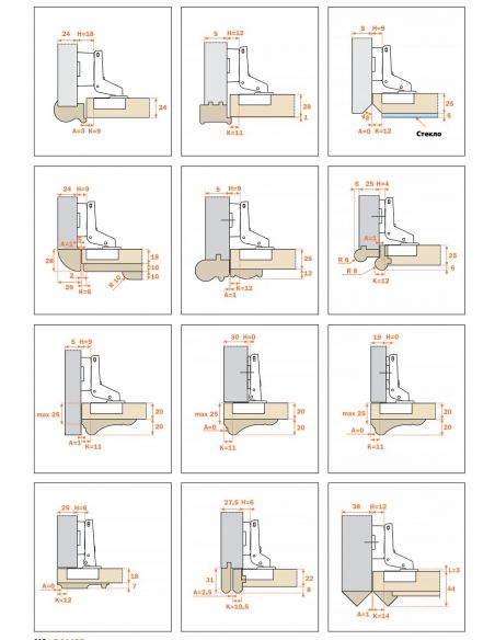 Петля Salice F накладна для фасадів товщиною до 40мм