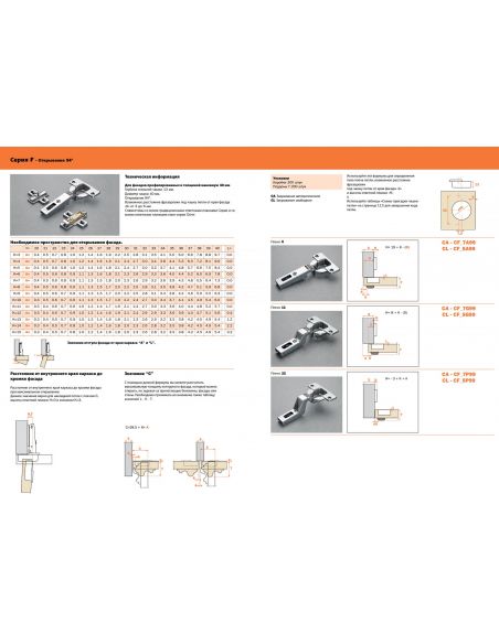 Петля Salice F півнакладна для фасадів товщиною до 40мм