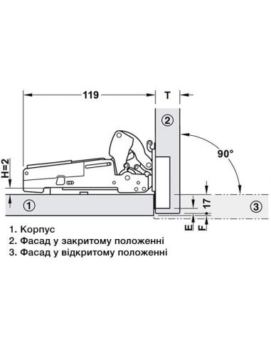 Барный стопор PACTA Salice с механизмом Push to...