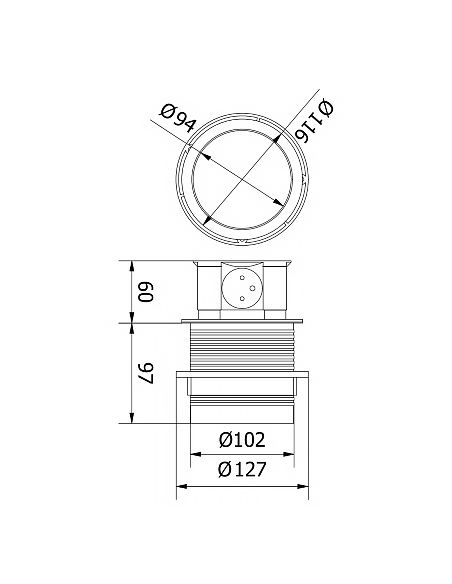 Разветвитель офисный COMFORT 100mm 4 розетки SCHUKO с проводом 1,5m алюминий
