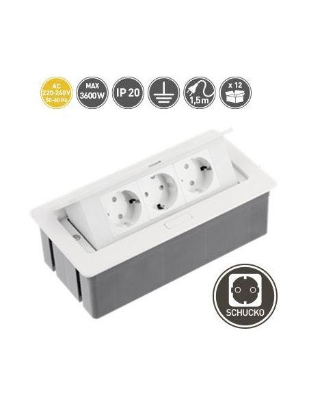 Подовжувач офісний SOFT / KWADRO 3 розетки SCHUKO білий 1,5 метра провід з вилкою