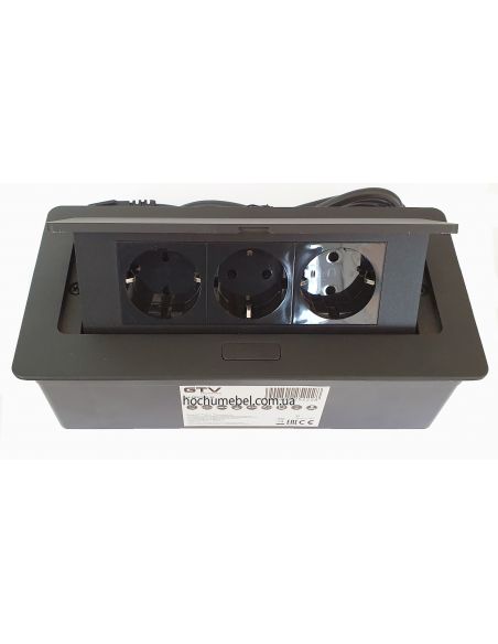Разветвитель офисный SOFT / KWADRO 3 розетки SCHUKO черный 1,5 метра провод с вилкой