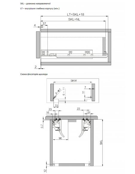 Направляюча Push to Open прихована повного WoodPro Hafele (комплект)