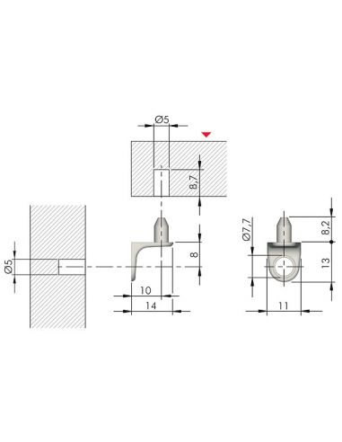Полицетримач під шуруп (отвір d5мм зі штифтом)...