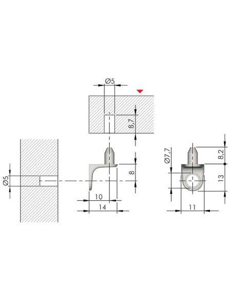 Полицетримач під шуруп (отвір d5мм зі штифтом) Італія