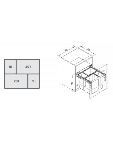 Відро висувне для сміття JС609 на корпус 600мм...