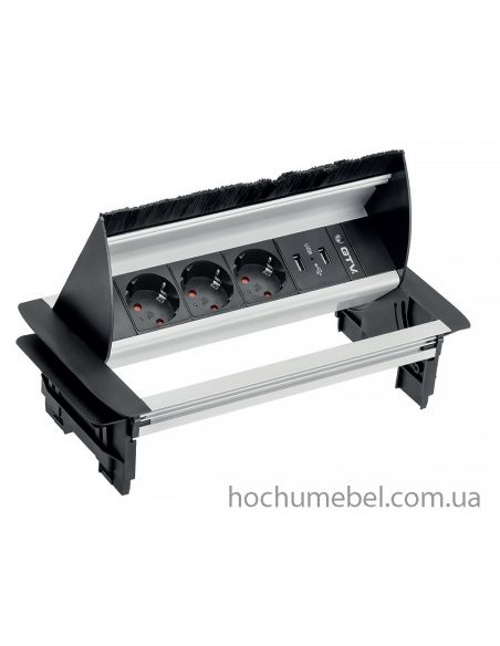 Разветвитель офисный 3 розетки SCHUKO 2USB AE-PBC3GS2U-53BKS