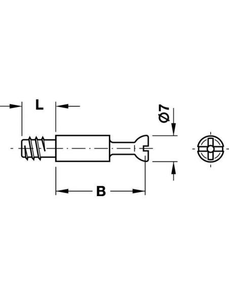 Болт минификса стальной D7мм Hafele