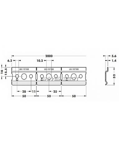 Шина для навісів 32х2000мм CAMAR 874ACZ12000IP