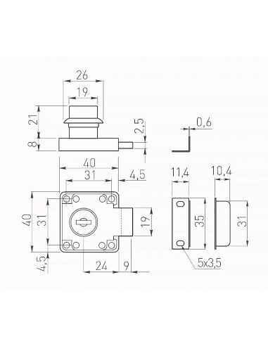 Замок врезной квадрат GTV 138 с планкой...