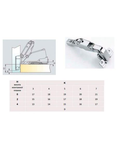Петля трансформер 175* (165) с дотягом METALLA D SM  Hafele