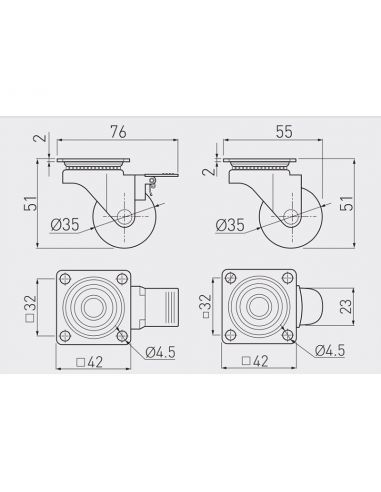 Ролик BRAZYLIA D-35 чорний зі стопором GTV