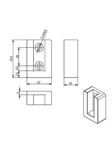 Кріплення прямокутної штанги 12х32 біле...