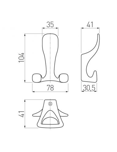Гачок GTV TOLEDO потрійний inox WZ-TOLED-AO-06