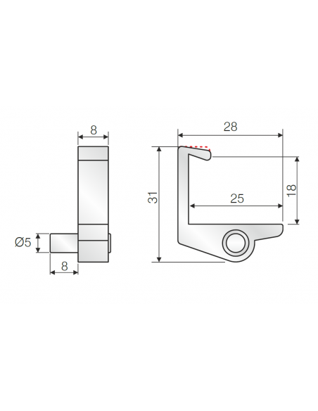 Полицетримач з фіксацією ДСП 18мм Ø5 MESAN