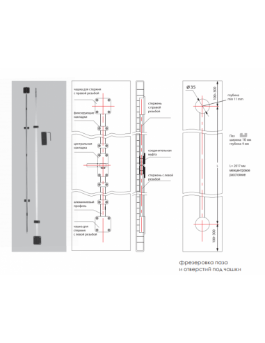 Вирівнювач / випрямляч для дверей L-2017 мм...