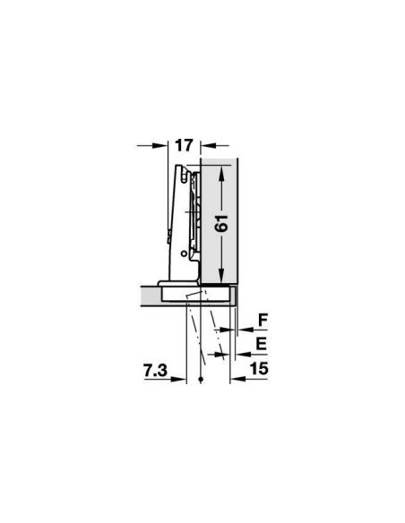 Петля SALICE/DUOMATIC 105° для тонких фасадів товщина дверей 10мм.накладна:48/6 під шуруп